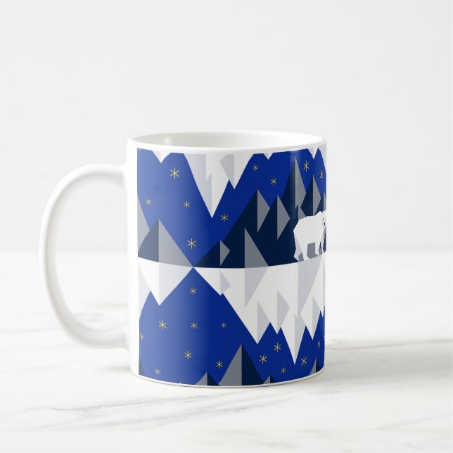 Polar Bear on Iceberg Seamless Pattern. Coffee Mug (Left)