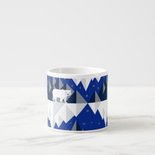 Polar Bear on Iceberg Seamless Pattern. Espresso Cup