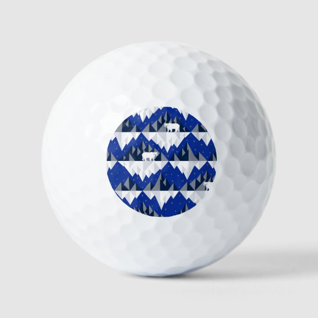 Polar Bear on Iceberg Seamless Pattern. Golf Balls (Front)