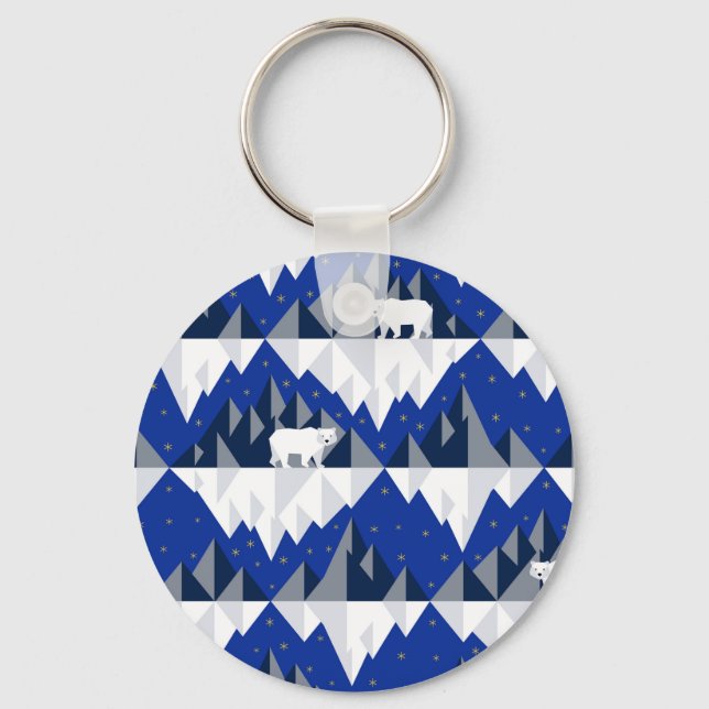 Polar Bear on Iceberg Seamless Pattern. Keychain (Front)