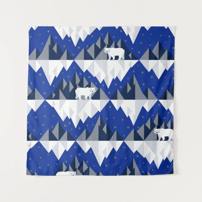 Polar Bear on Iceberg Seamless Pattern. Tapestry (Front)