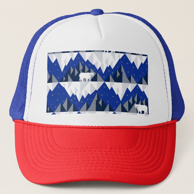 Polar Bear on Iceberg Seamless Pattern. Trucker Hat (Front)