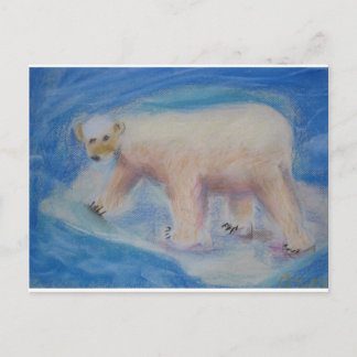 Polar bear on shrinking ice postcard
