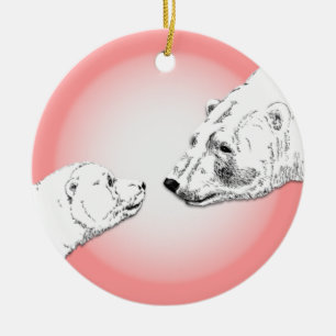 Polar Bear Ornament Mother Baby Personalized Gift