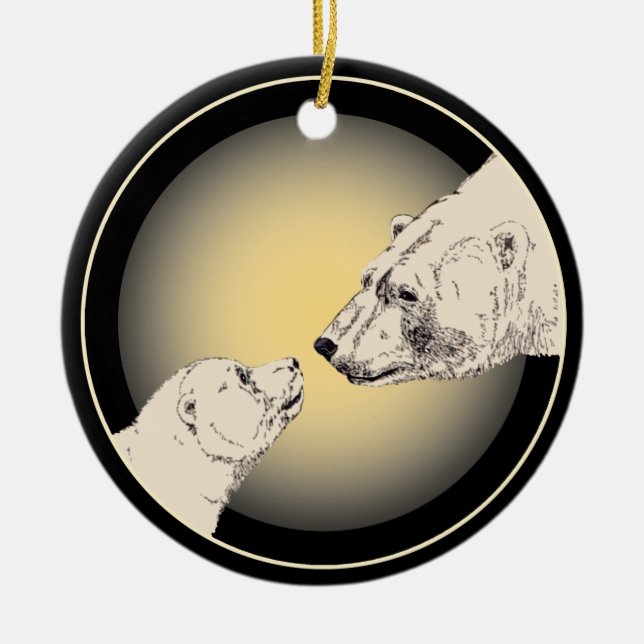 Polar Bear Ornament Mother Baby Personalized Gift (Front)