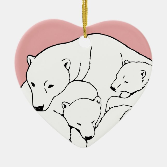 Polar Bear Ornament Mother Baby Personalized Gift (Front)