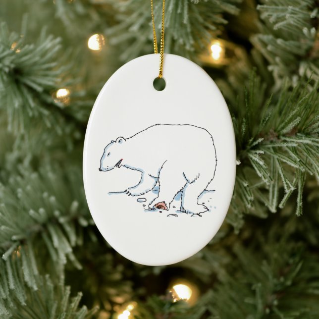 Polar Bear oval ceramic ornament (Tree)