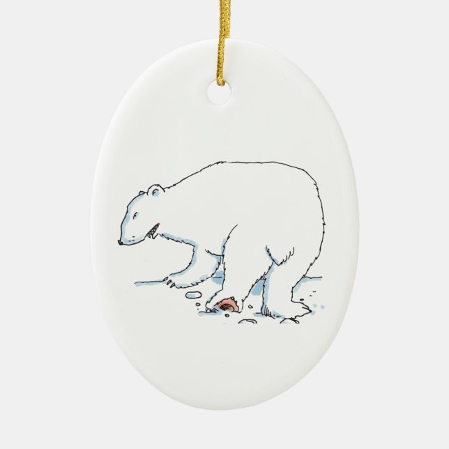 Polar Bear oval ceramic ornament 2 sided (Front)