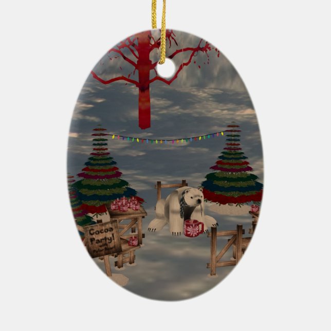 Polar Bear Oval Ornament (Back)