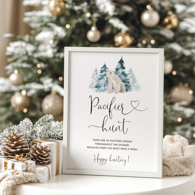 Polar bear Pacifier hunt baby shower game Poster (Creator Uploaded)