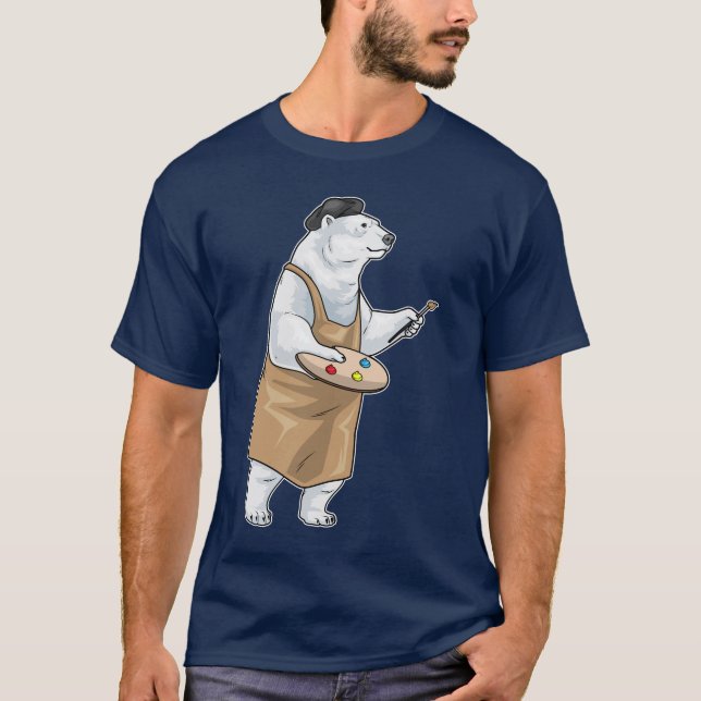 Polar bear Painter Paintbrush Painting T-Shirt (Front)