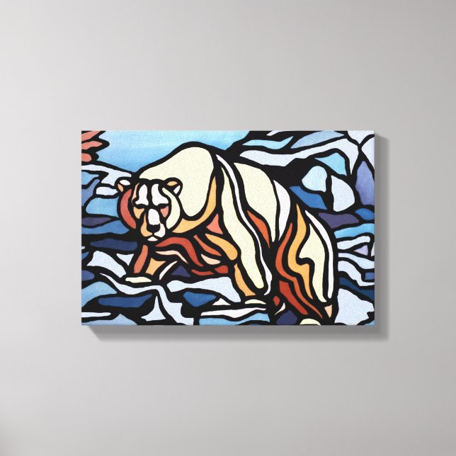 Polar Bear Painting Canadian Wildlife Canvas Print (Front)