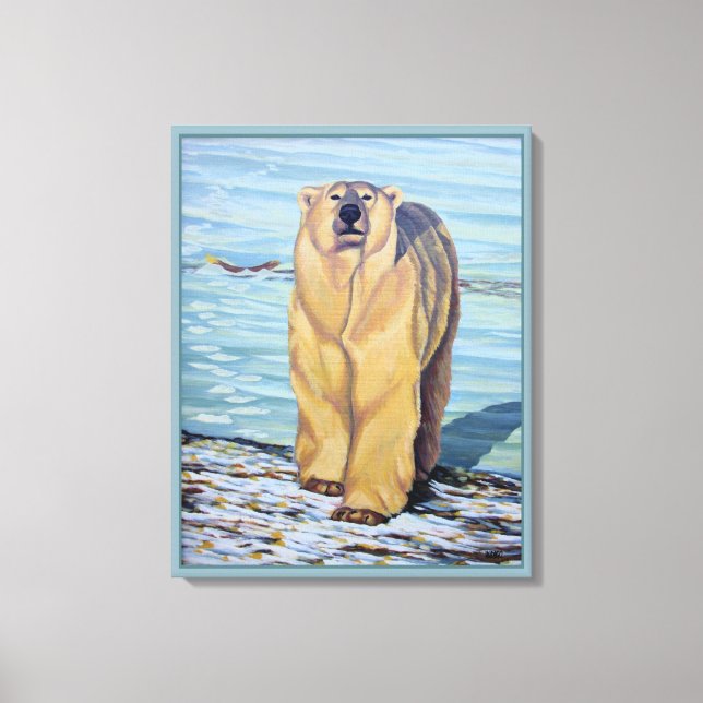 Polar Bear Painting Canadian Wildlife Canvas Print (Front)