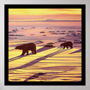 Polar Bear Painting Poster Wildlife Home Decor