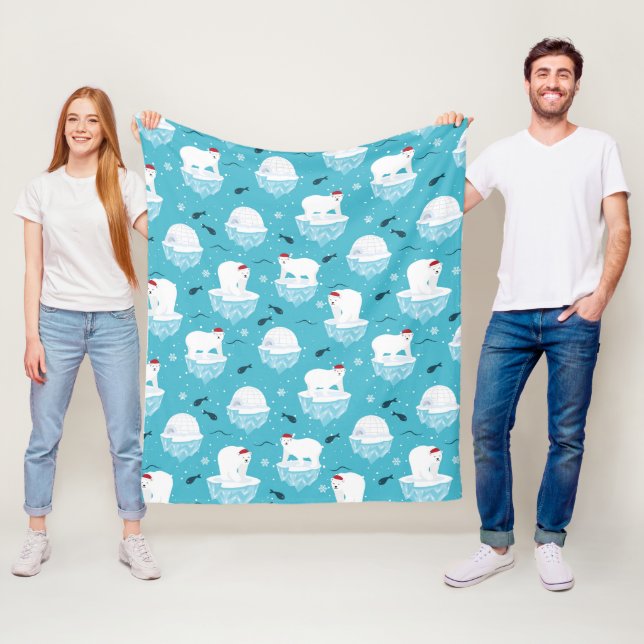 Polar Bear Party Fleece Blanket (In Situ)