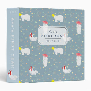 Polar Bear Pattern Baby Photo Book Grey Binder