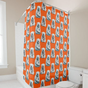 Polar Bear Pattern Design On Orange