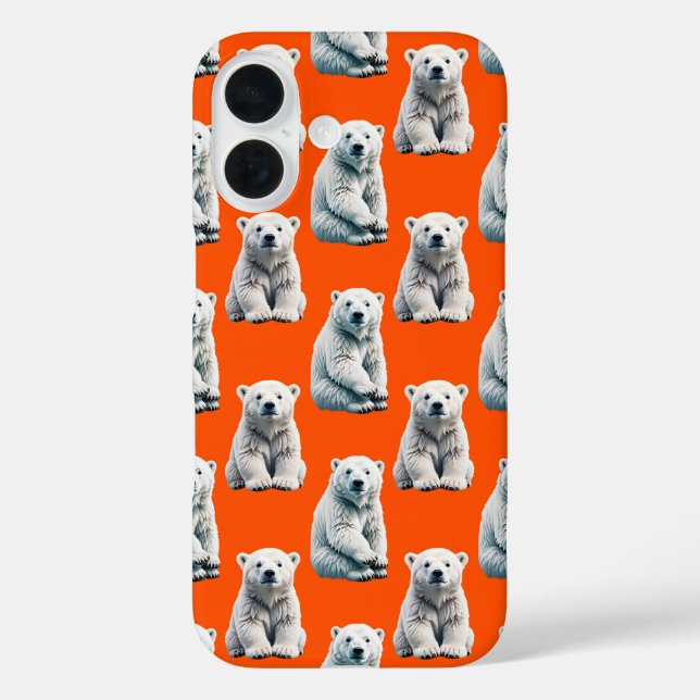 Polar Bear Pattern Design On Orange  Case-Mate iPhone Case (Back)