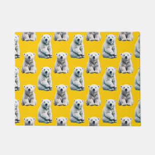 Polar Bear Pattern Design On Yellow  Doormat