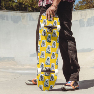 Polar Bear Pattern Design On Yellow Skateboard