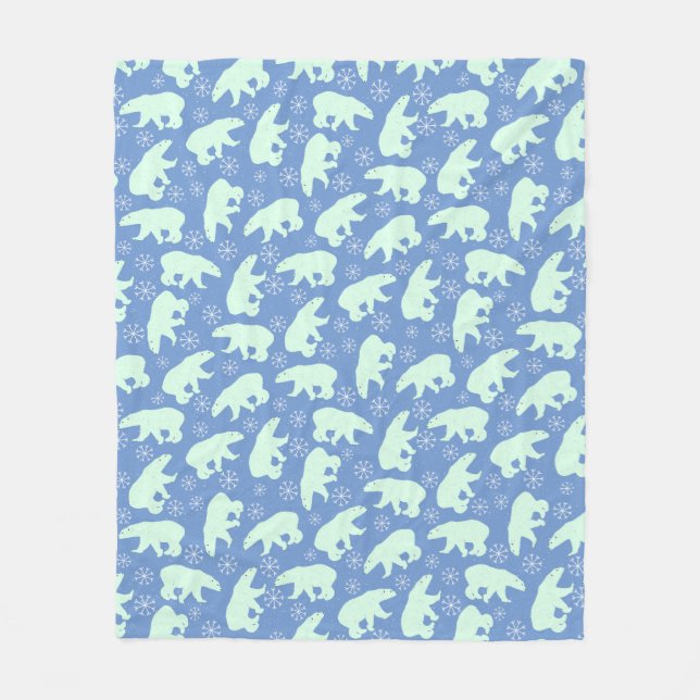 Polar Bear Pattern Fleece Blanket (Front)