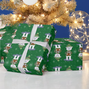 Polar Bear Pattern Green Holiday Wrapping Paper