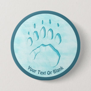 Polar Bear Paw Print 3 Inch Round Button