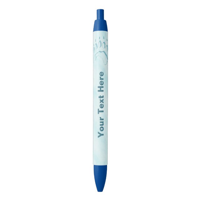 Polar Bear Paw Print Blue Ink Pen (Front Vertical)