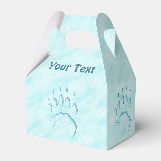 Polar Bear Paw Print Favor Box (Front Side)