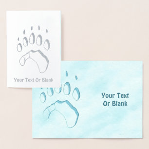 Polar Bear Paw Print Foil Card