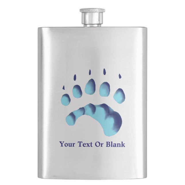 Polar Bear Paw Print Hip Flask (Front)