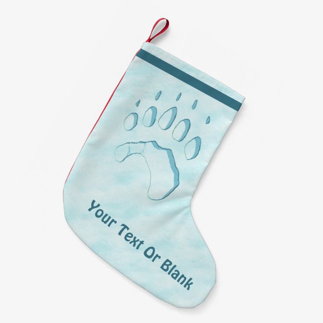 Polar Bear Paw Print Small Christmas Stocking (Front (Hanging))
