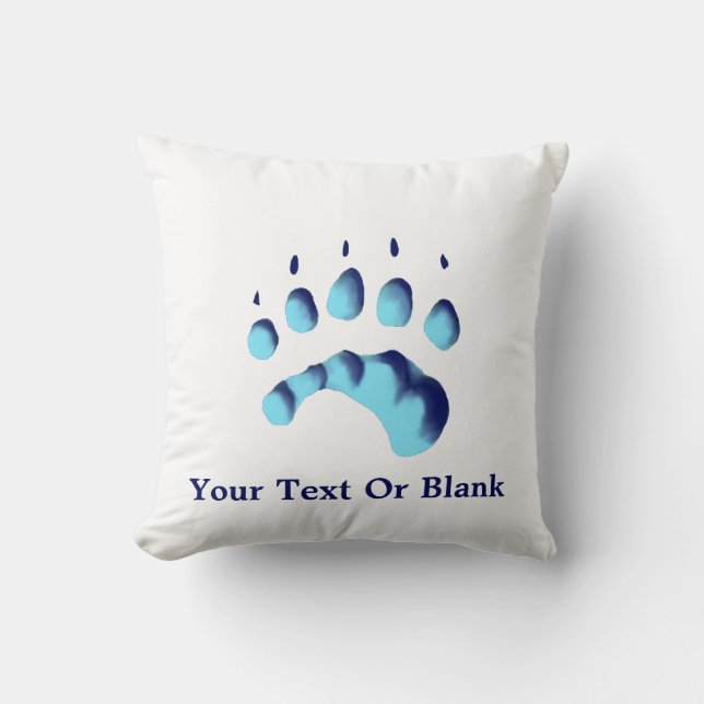 Polar Bear Paw Print Throw Pillow (Front)