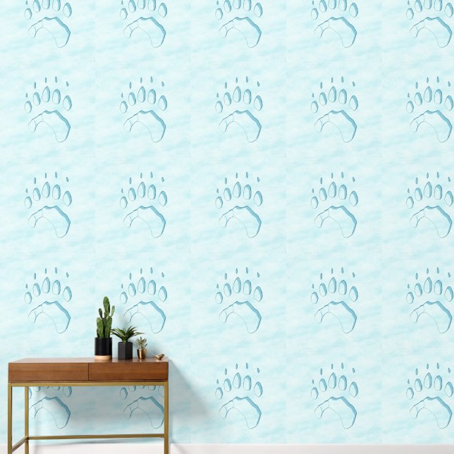 Polar Bear Paw Print Wallpaper (Hallway)