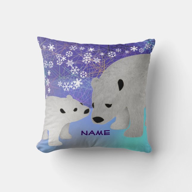 Polar Bear Personalized Throw Pillow (Front)