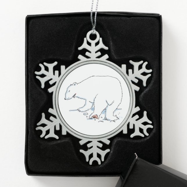 Polar Bear pewter snowflake ornament (Box)