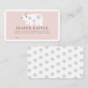 Polar Bear Pink Girl Diaper Raffle Ticket Enclosure Card