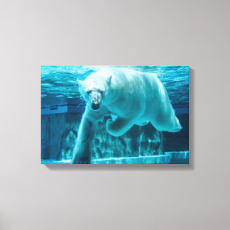 Polar Bear Plunge Clear Blue Water (Landscape) Canvas Print