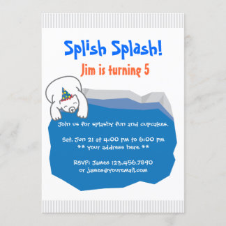 Polar Bear Pool Birthday Party Invitation