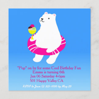 Polar Bear Pool Party Invitation