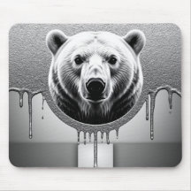 Polar Bear Portrait With Metallic Drip Effect 🐻‍❄