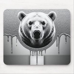 Polar Bear Portrait With Metallic Drip Effect 🐻‍❄ Mouse Pad