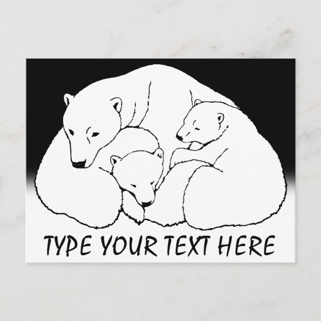 Polar Bear Postcard Bear Family Art Postcards (Front)