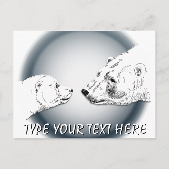 Polar Bear Postcard Mother & Cub Bear Postcards (Front)