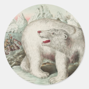 Polar Bear Poster Round Sticker