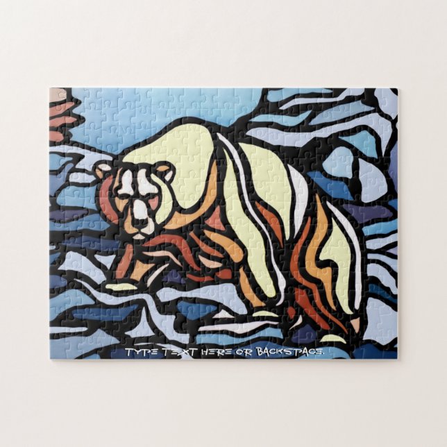 Polar Bear Puzzle Personalized Polar Bear Art Gift (Horizontal)