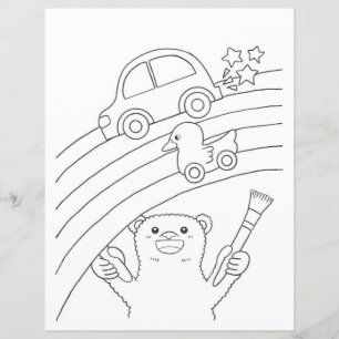 Polar Bear Rainbow Kids Coloring Page Paper Sheet
