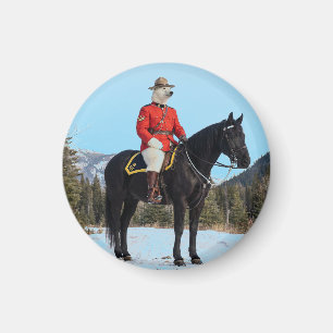 Polar Bear RCMP Corporal On Horseback Magnet