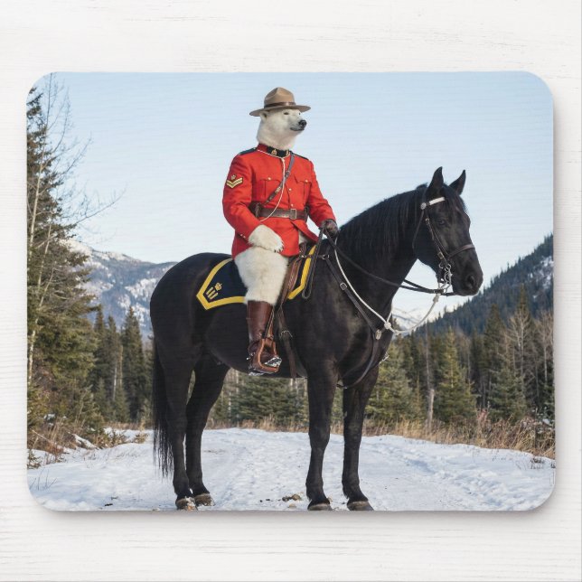 Polar Bear RCMP Corporal On Horseback Mouse Pad (Front)