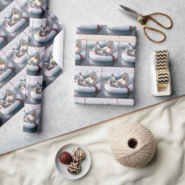 Polar Bear Reading a Newspaper Wrapping Paper (Crafts)